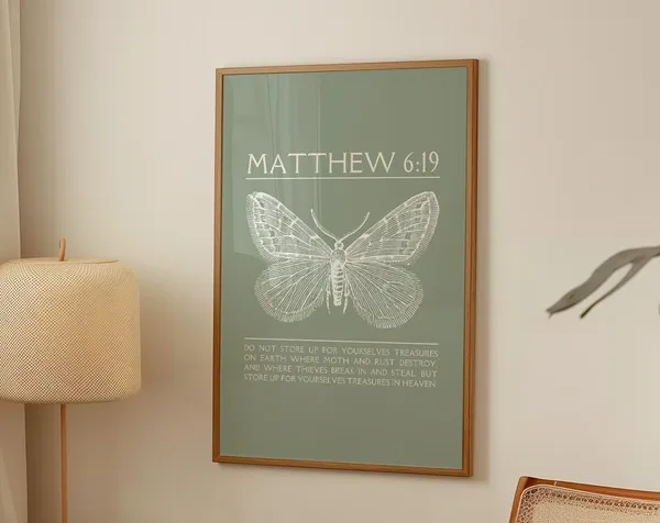 Matthew 6:19 Vintage Christian Art Poster