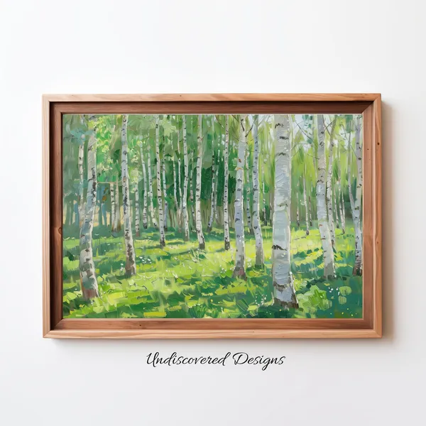 Spring Birch Tree Oil Painting Art Print