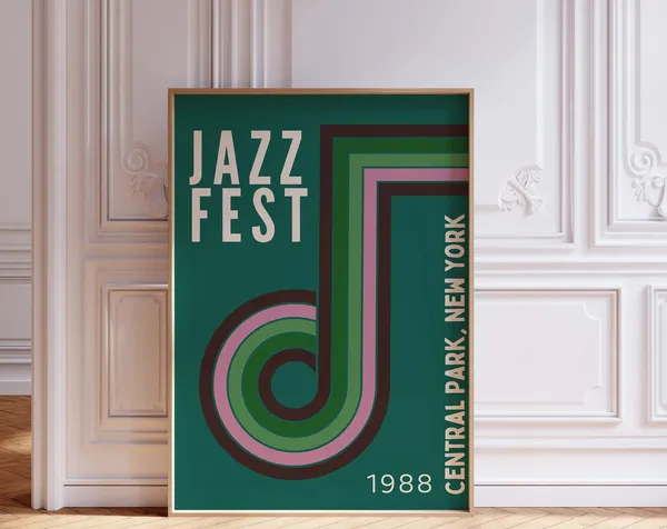 Jazz Festival Retro Music Poster, Mid-Century Modern