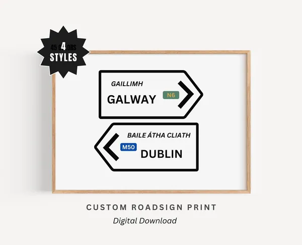 Irish Roadsign Poster, Personalized Ireland Print