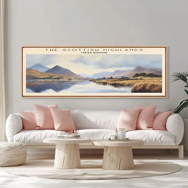 Scottish Highlands Retro Travel Poster, Vintage Style