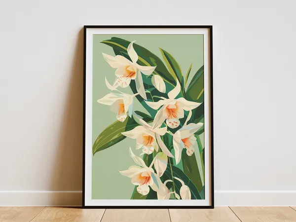Orchid Flower Botanical Print, Minimalist Floral Decor