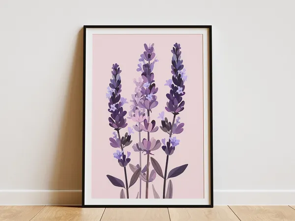 Minimalist Lavender Flower Poster, Botanical Art Print