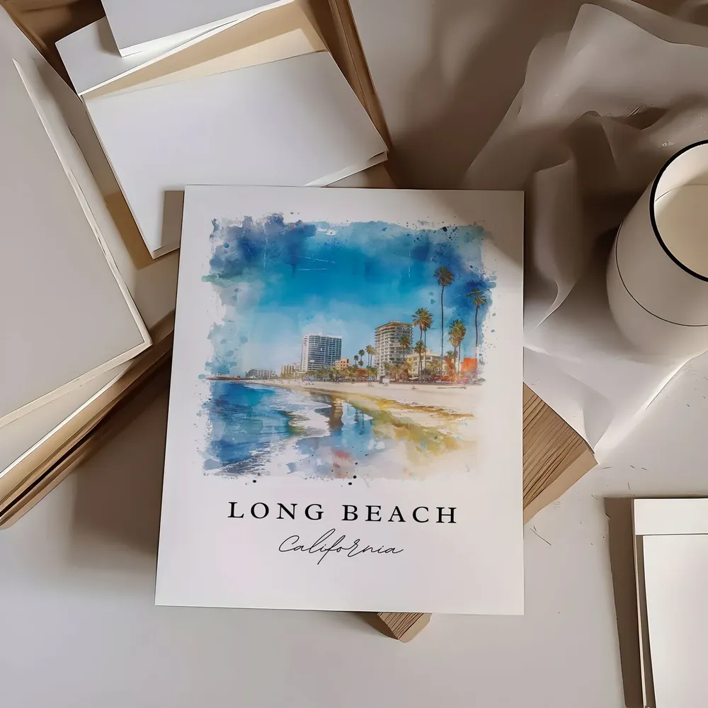 Long Beach Los Angeles Custom Text Travel Poster - Image 6