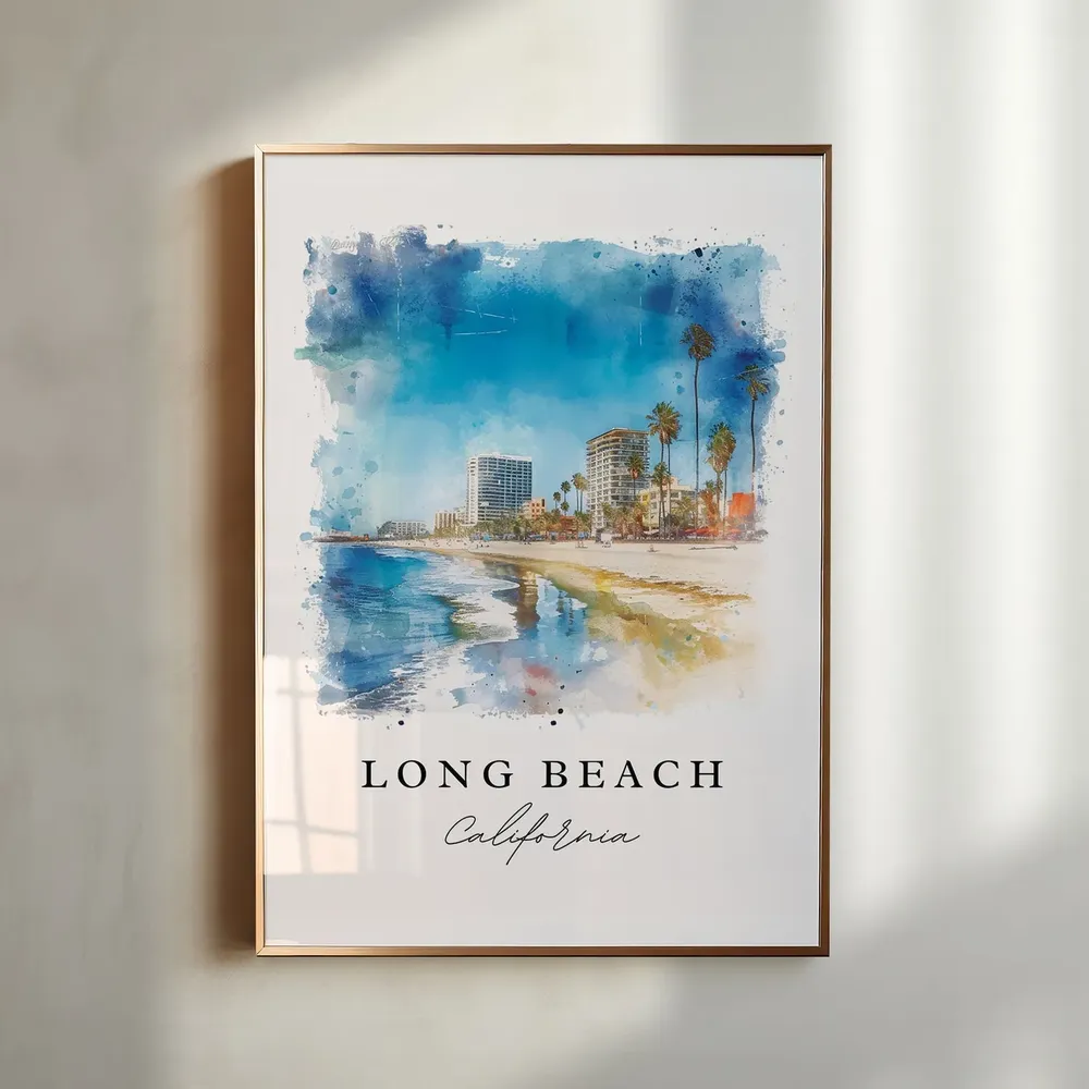 Long Beach Los Angeles Custom Text Travel Poster