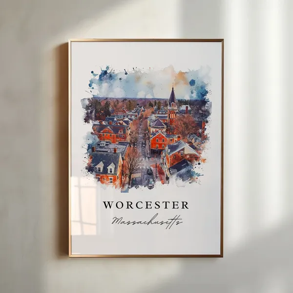 Worcester MA Custom Text Travel Poster