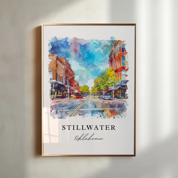 Stillwater OK Travel Poster, Oklahoma Wall Art Print