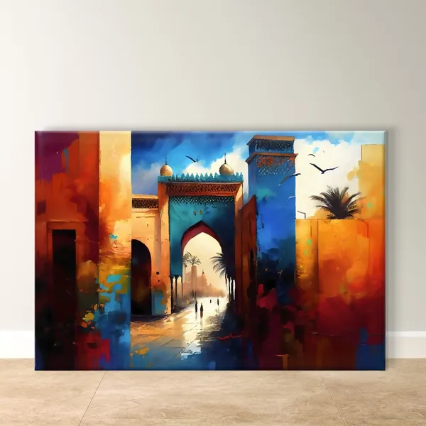Marrakesh Moroccan Travel Poster, Vibrant Decor