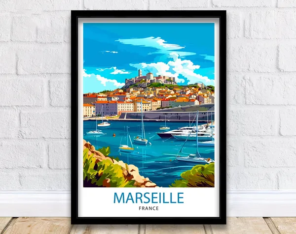 Marseille France Travel Poster, French City Decor