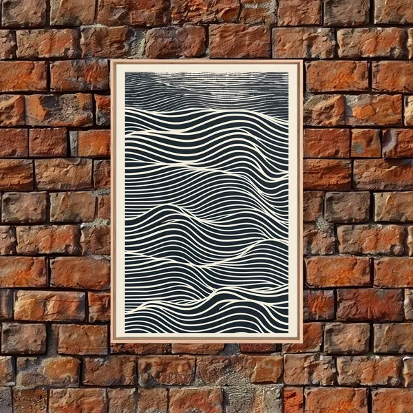 Black And White Japanese Wave Woodblock Art Print