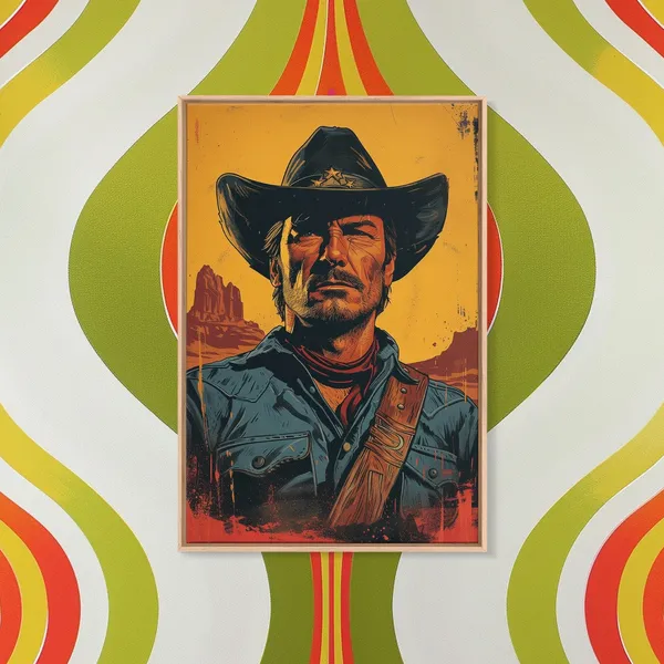 Retro Cowboy Pop Art, Western Cowboy Art Print
