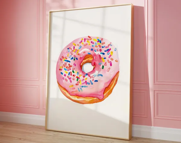 Donut Bakery Dessert Pink Food Art Print