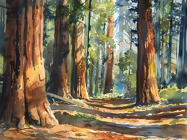Sequoia National Park Watercolor Art Print, California