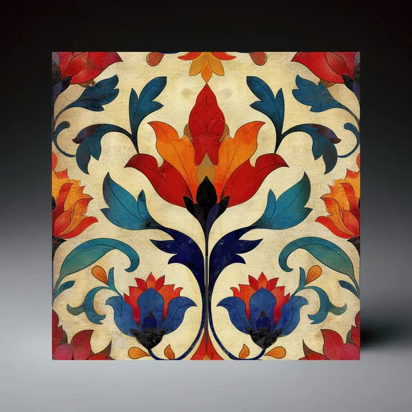 Botanical Floral Ceramic Tile Art Print, Mediterranean