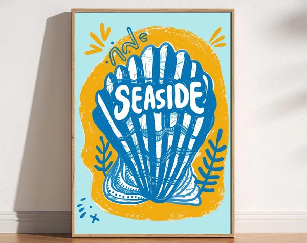 Seaside Modern Abstract Seashell Coastal Art Print