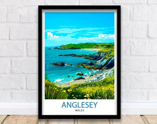 Anglesey Wales Travel Poster, Welsh Wall Decor