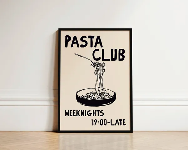 Pasta Club Kitchen Art Print, Hand-Drawn Poster