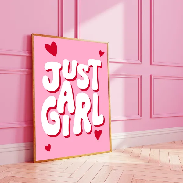 Just A Girl Love Heart Typography Art Print