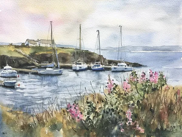 Howth Watercolor Art Print, Dublin Coastal Cottage