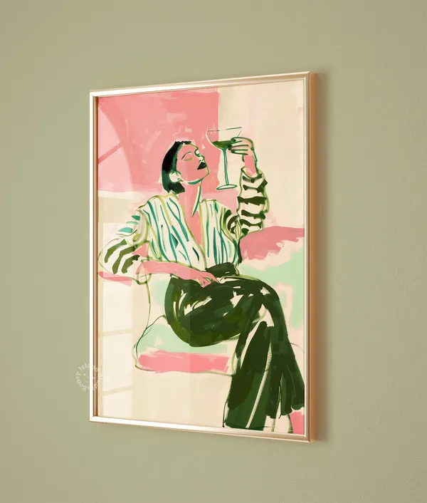 Woman Portrait Bar Cart Decor Art Print