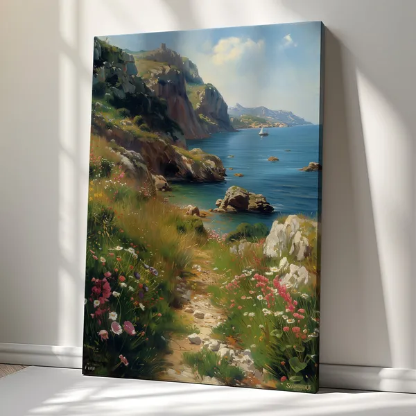 Seaside Landscape Wall Art Print, Coastal Home Decor