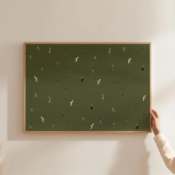 Tiny Golfers Minimalist People Art, Office Decor