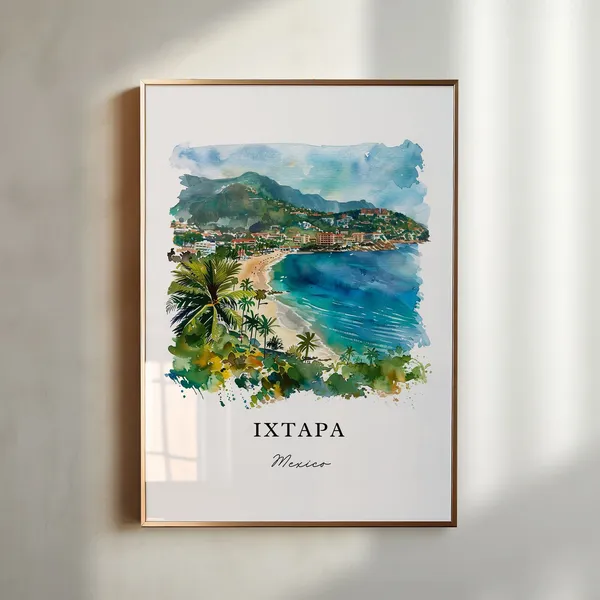 Ixtapa, Guerrero Mexico Watercolor Travel Poster
