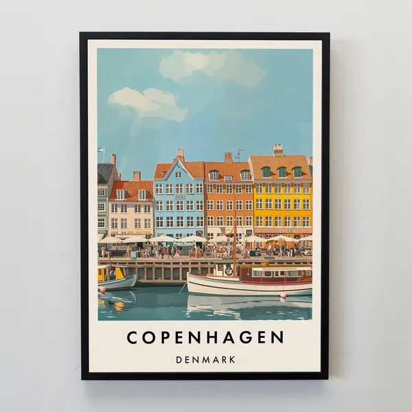 Copenhagen Travel Poster, Europe Wall Art Print