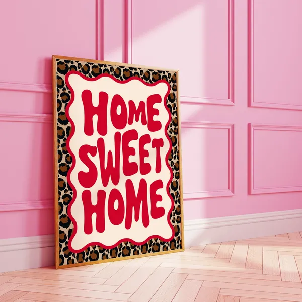 Leopard Print Wall Art, Home Sweet Decor Print