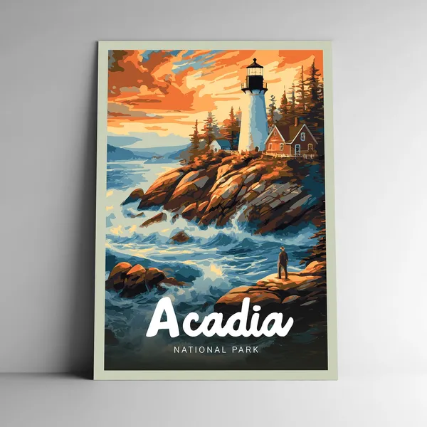 Acadia National Park Vintage Style Travel Poster