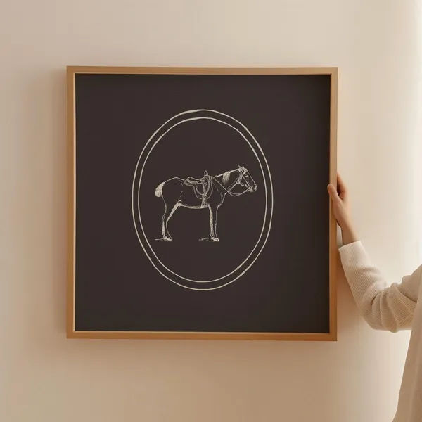 Black Horse Art Print, Trendy Equestrian Decor