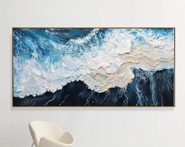 Abstract Waves, Black Sand Beach Seascape Art Print
