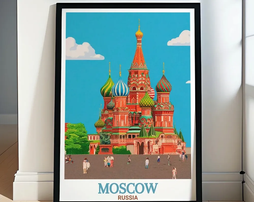 Moscow Red Square Kremlin Travel Poster