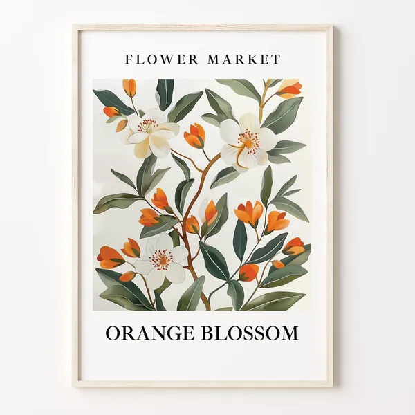 Orange Blossom Botanical Art Print, Pastel Floral