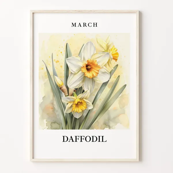 Daffodil Art Print, 1960s Flower Market Decor
