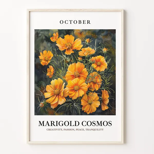 October Flower Market Marigold Cosmos Art Print