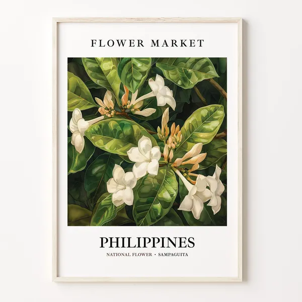 Sampaguita Botanical Art Print, Filipino Floral Decor