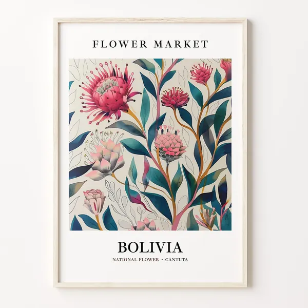 Cantuta National Flower, 1960s Botanical Art Print