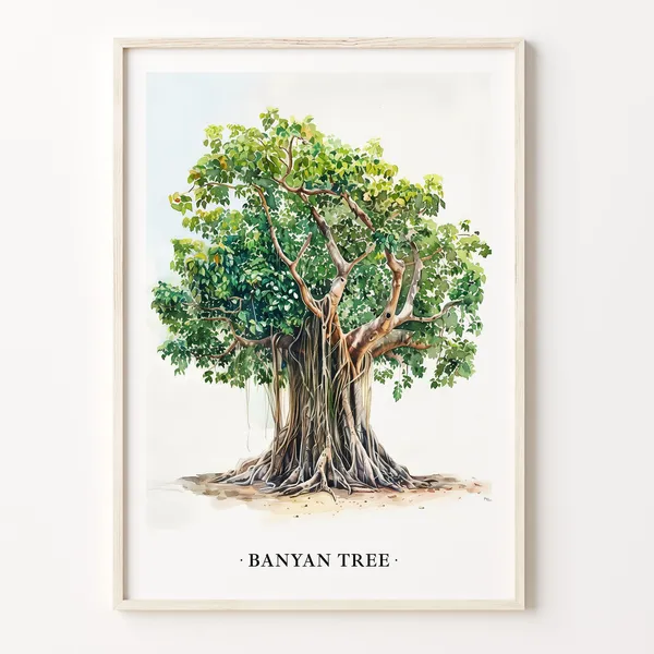 Banyan Tree Botanical Wall Art, Nature Poster