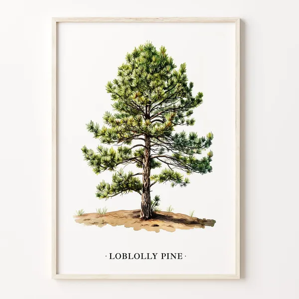 Loblolly Pine Tree Art Print, Botanical Decor