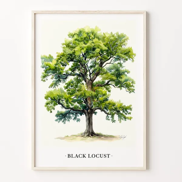 Black Locust Tree Botanical Art Print, Nature Decor