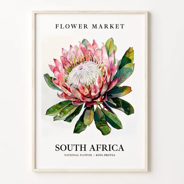 King Protea Art Print, Neutral Botanical Wall Art