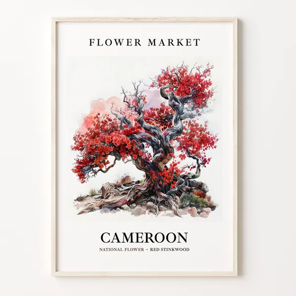 Cameroon Flower Market Art Print, Botanical Pastel