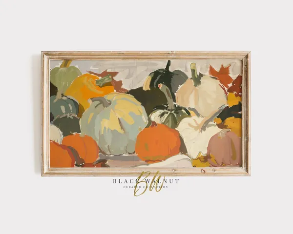 Colorful Pumpkins Fall Abstract Art Print