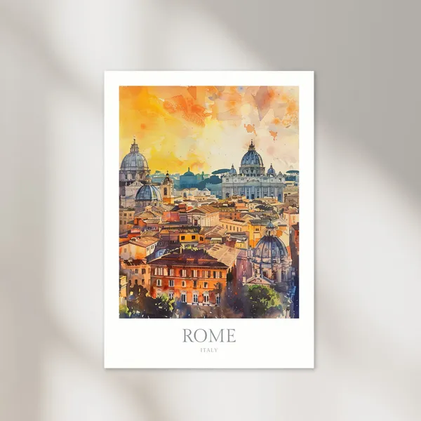 Rome Italy Watercolor Poster, Travel Poster