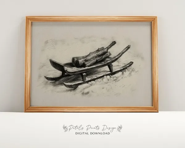 Christmas Sled Vintage Holiday Art Print