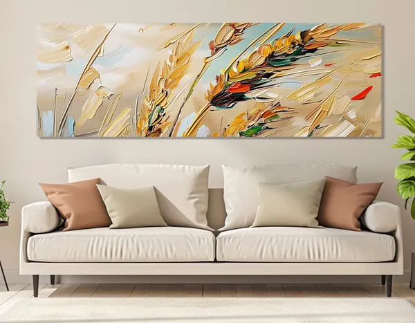 Wheat Ears Abstract Painting, Rustic Farmhouse Art Print