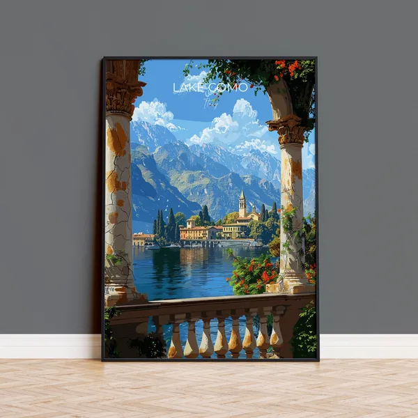 Lake Como Travel Poster, Italy Lakes Art Print