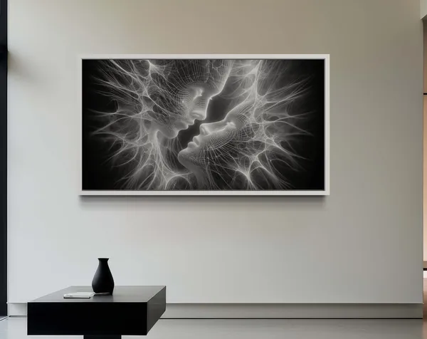 Ethereal Embrace Abstract Couple Art Print