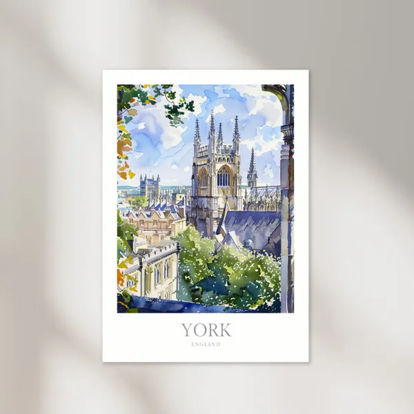 York England Watercolor Poster, United Kingdom Travel Poster